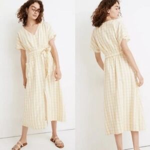 Madewell Gingham Yellow Tie Dress